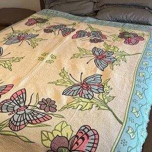 Butterfly and Floral Patterned Blanket